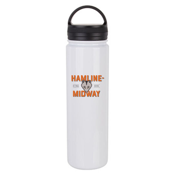 23oz Stainless Steel Flask Bottle w/Portable Lid - Sublimated Logo Thumbnail