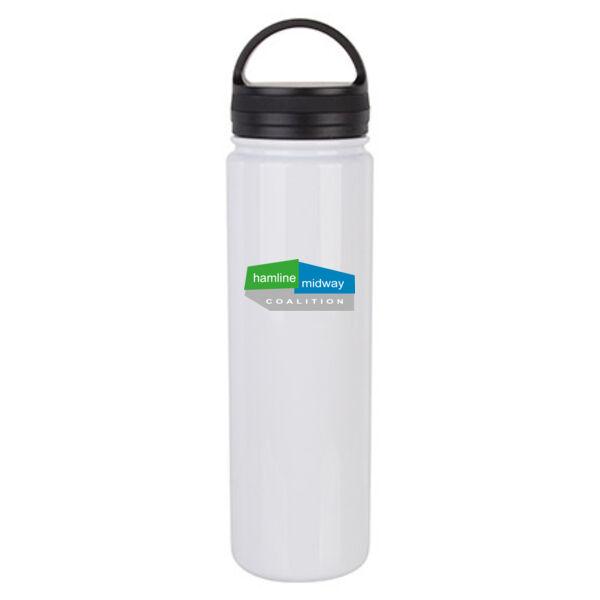 23oz Stainless Steel Flask Bottle w/Portable Lid - Sublimated Logo Thumbnail